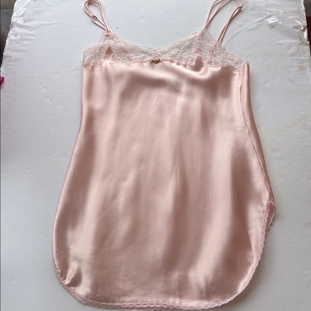 Vintage 80’s Victoria Secret Lace Satin Peach Pink 70s Gold Crown Label Romantic - Picture 3 of 17